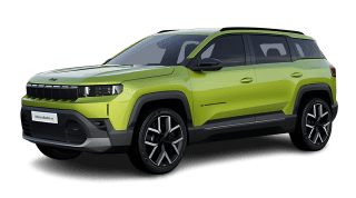Schräge Frontansicht auf einen Jeep Compass First Edition, freigestellt