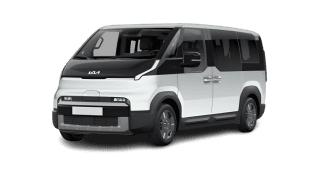 Schräge Frontansicht auf einen Kia PV5 Passenger Elite, freigestellt