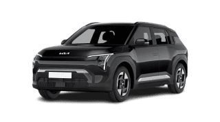 Schräge Frontansicht auf einen Kia EV3 Earth, freigestellt