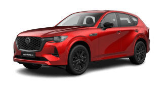 Schräge Frontansicht auf einen Mazda CX-60 Homura Plus, freigestellt