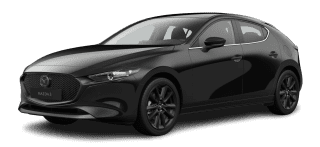 Schräge Frontansicht auf einen Mazda Mazda3 Homura, freigestellt