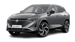 Schräge Frontansicht auf einen Nissan Qashqai Tekna, freigestellt