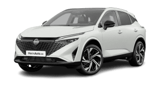 Schräge Frontansicht auf einen Nissan Qashqai Tekna, freigestellt