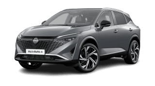 Schräge Frontansicht auf einen Nissan Qashqai Tekna, freigestellt