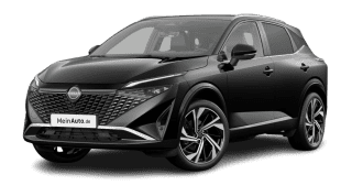 Schräge Frontansicht auf einen Nissan Qashqai Tekna, freigestellt