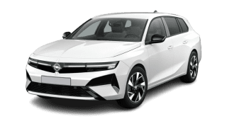 Schräge Frontansicht auf einen Opel Astra Electric GS, freigestellt