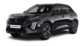 Schräge Frontansicht auf einen Peugeot 2008 GT, freigestellt