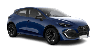 Schräge Frontansicht auf einen Renault Clio Techno, freigestellt