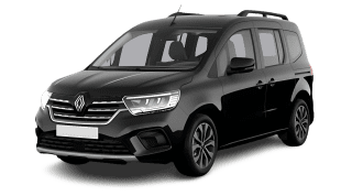 Schräge Frontansicht auf einen Renault Kangoo Techno, freigestellt