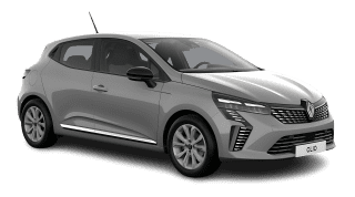 Schräge Frontansicht auf einen Renault Clio Evolution, freigestellt