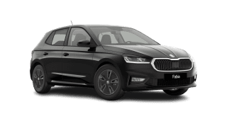 Schräge Frontansicht auf einen Skoda Fabia Balance, freigestellt