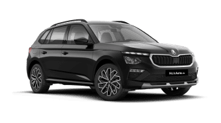 Schräge Frontansicht auf einen Skoda Kamiq Balance, freigestellt