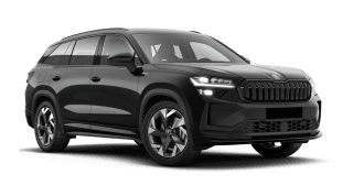 Schräge Frontansicht auf einen Skoda Kodiaq Sportline, freigestellt