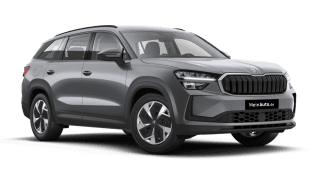 Schräge Frontansicht auf einen Skoda Kodiaq Selection, freigestellt