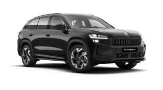 Schräge Frontansicht auf einen Skoda Kodiaq Sportline, freigestellt