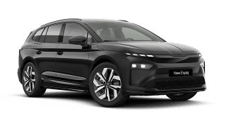 Schräge Frontansicht auf einen Skoda ENYAQ Sportline, freigestellt