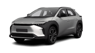 Schräge Frontansicht auf einen Toyota bZ4X Teamplayer, freigestellt