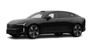 Schräge Frontansicht auf einen Volvo ES90 Plus, freigestellt