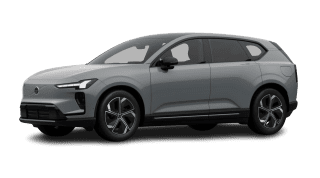 Schräge Frontansicht auf einen Volvo EX60 Plus, freigestellt