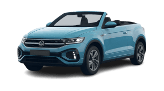 Schräge Frontansicht auf einen Volkswagen T-Roc R-Line, freigestellt