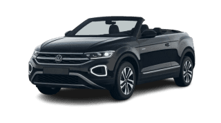 Schräge Frontansicht auf einen Volkswagen T-Roc Style, freigestellt