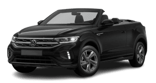 Schräge Frontansicht auf einen Volkswagen T-Roc R-Line, freigestellt