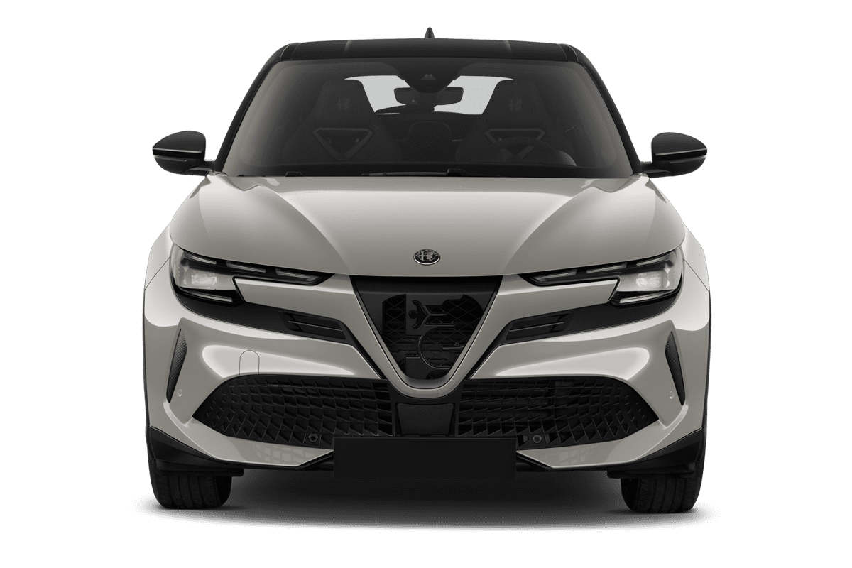 Frontansicht eines Alfa Romeo Junior Elettrica, freigestellt