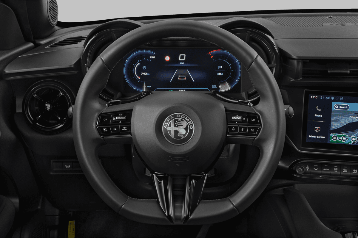 Lenkrad eines Alfa Romeo Junior Ibrida