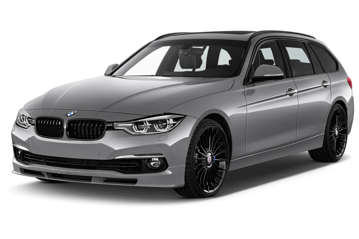 Schräge Frontansicht eines Alpina B3 Touring, freigestellt