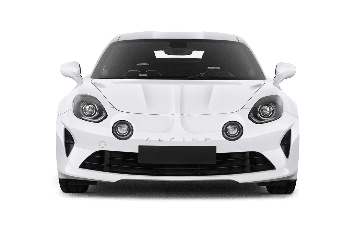 Frontansicht eines Alpine A110, freigestellt