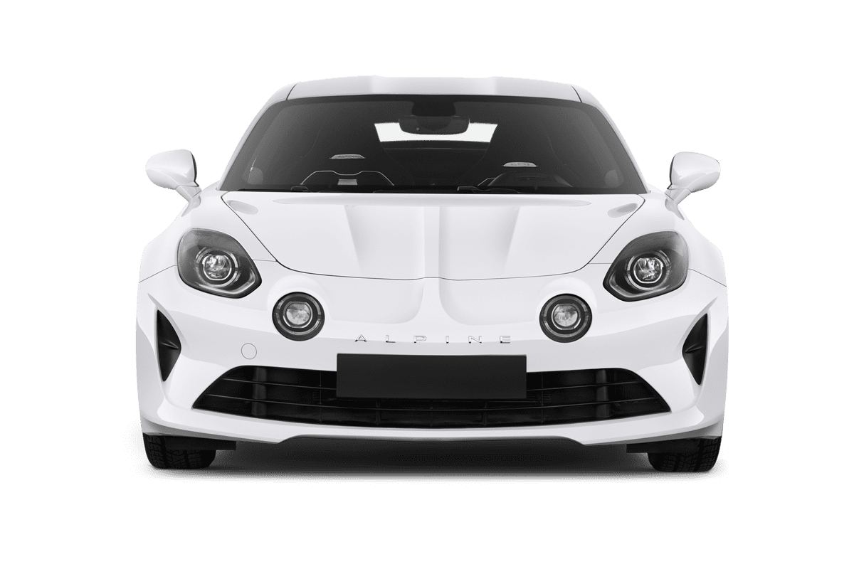 Frontansicht eines Alpine A110, freigestellt