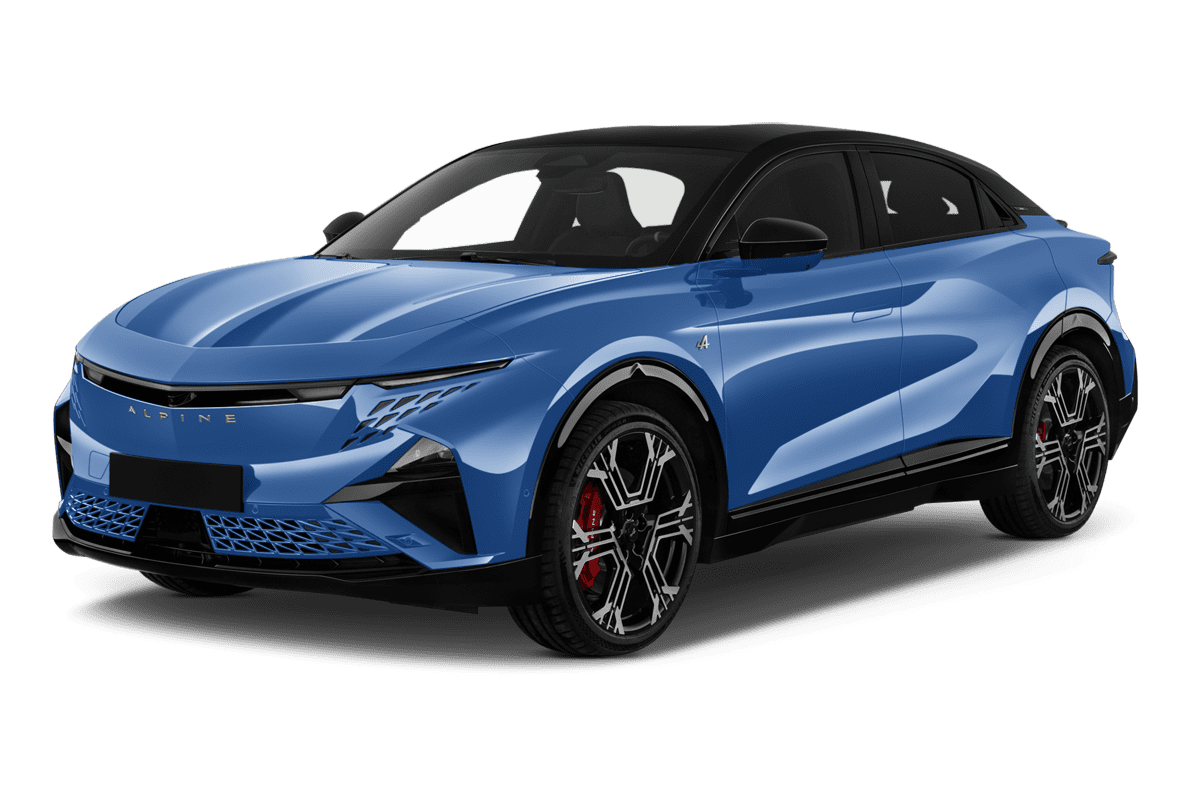 Schräge Frontansicht eines Alpine A390, freigestellt