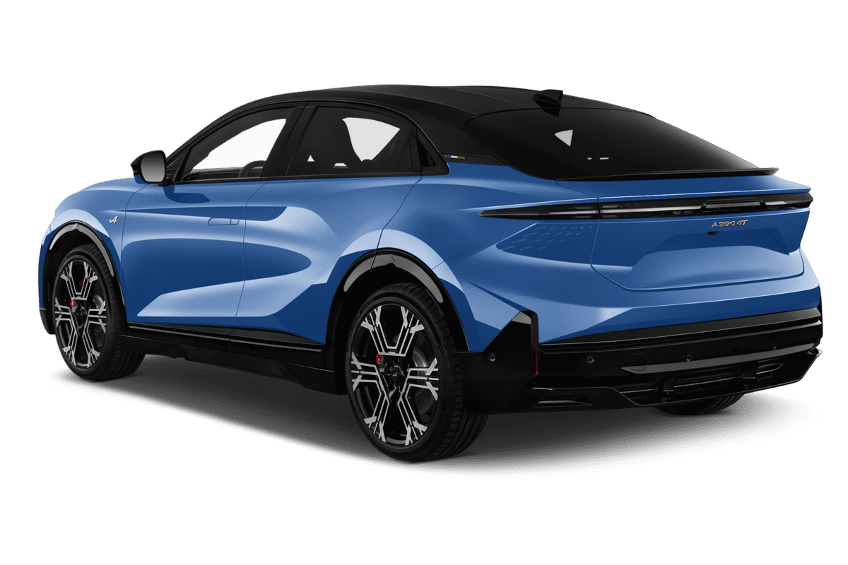 Schräge Heckansicht eines Alpine A390, freigestellt