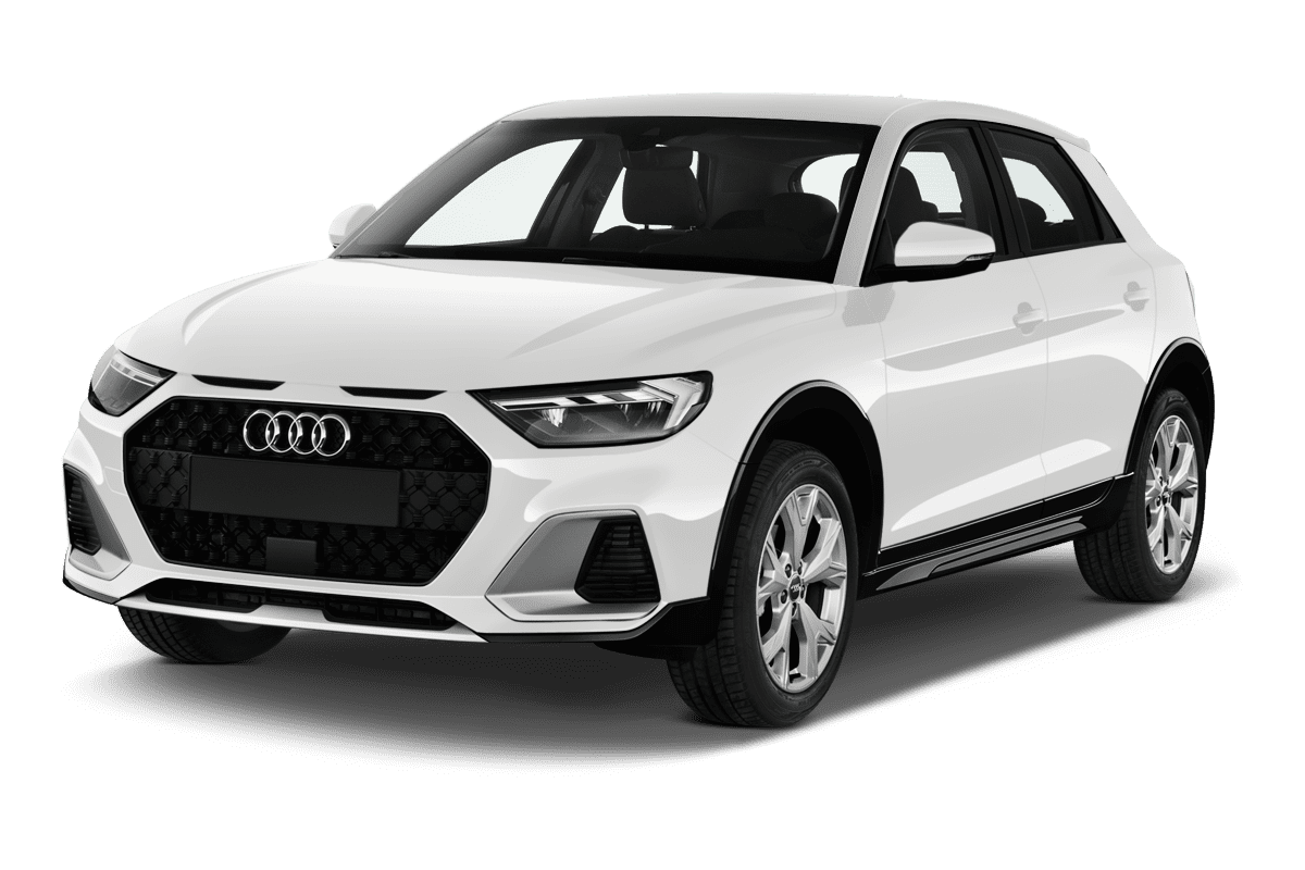 Schräge Frontansicht eines Audi A1, freigestellt