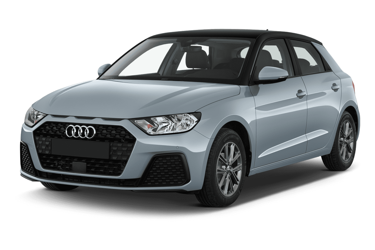 Schräge Frontansicht eines Audi A1 Sportback, freigestellt