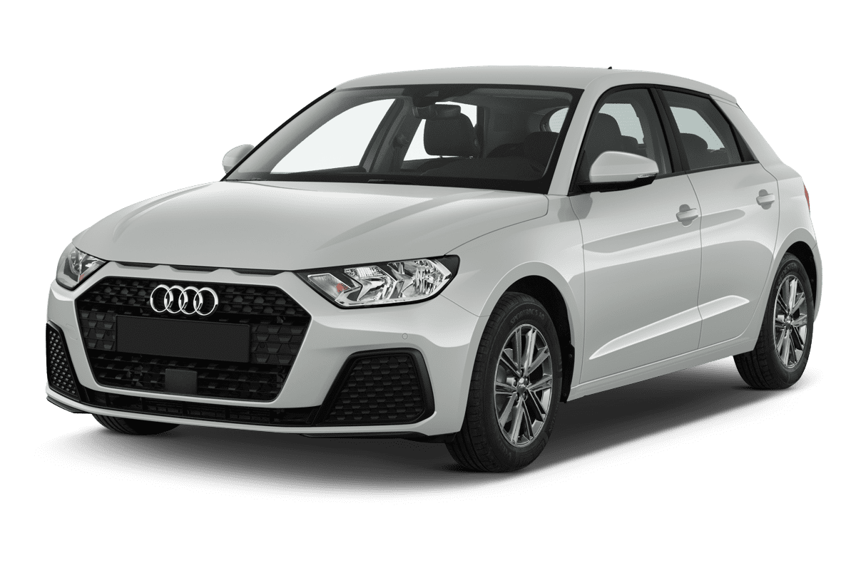 Schräge Frontansicht eines Audi A1, freigestellt