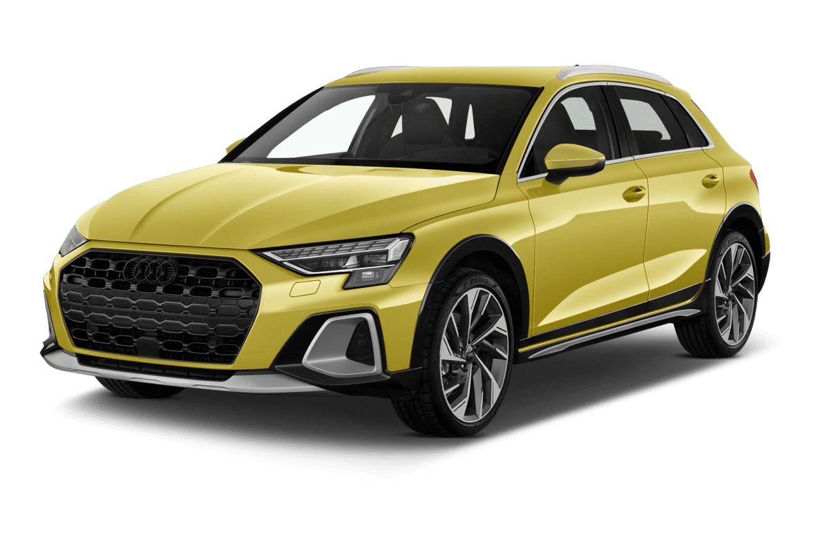 Schräge Frontansicht eines Audi A3 allstreet, freigestellt