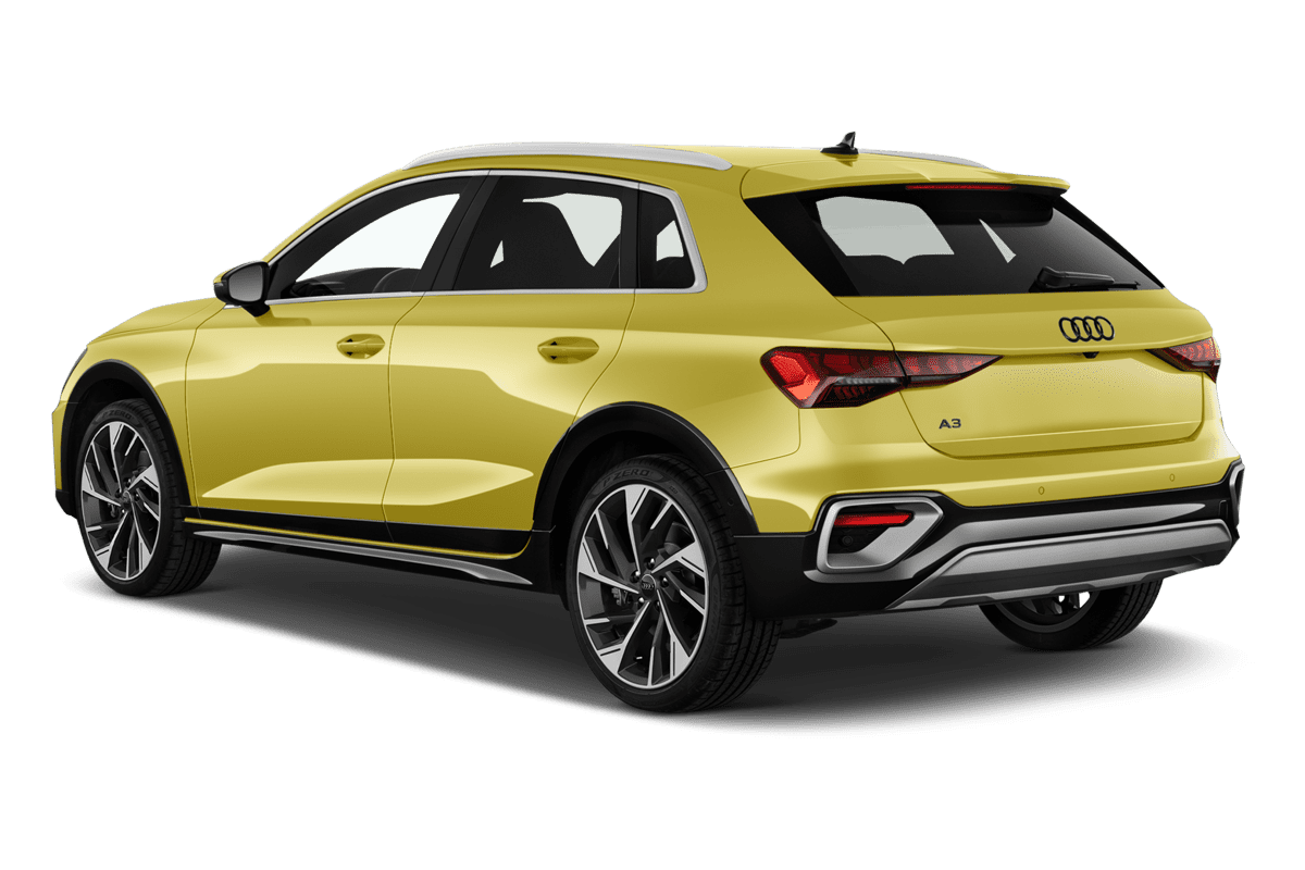 Schräge Heckansicht eines Audi A3 allstreet, freigestellt