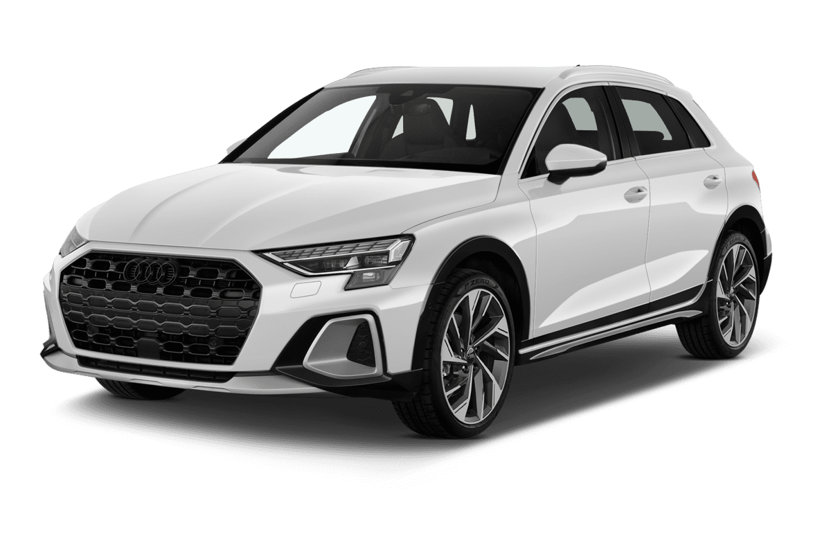 Schräge Frontansicht eines Audi A3 allstreet, freigestellt