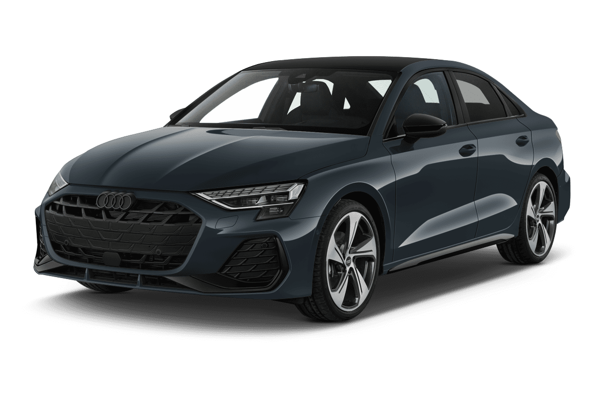 Schräge Frontansicht auf einen Audi A3, freigestellt
