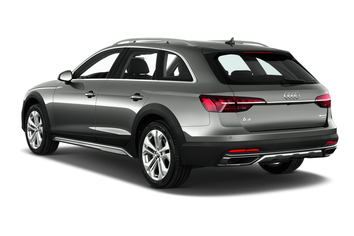 Schräge Heckansicht eines Audi A4 Allroad quattro, freigestellt