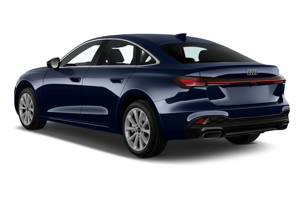 Schräge Heckansicht eines Audi A5 Limousine , freigestellt