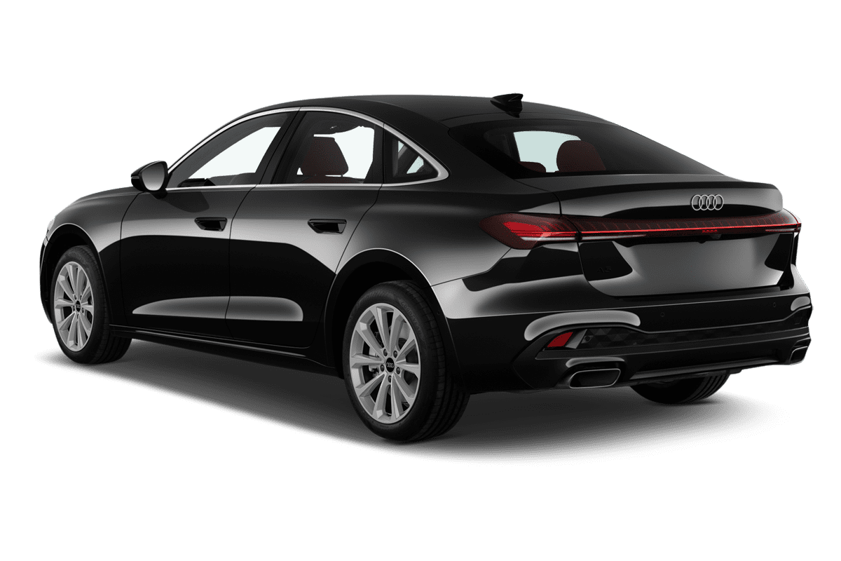 Schräge Heckansicht eines Audi A5 Limousine , freigestellt