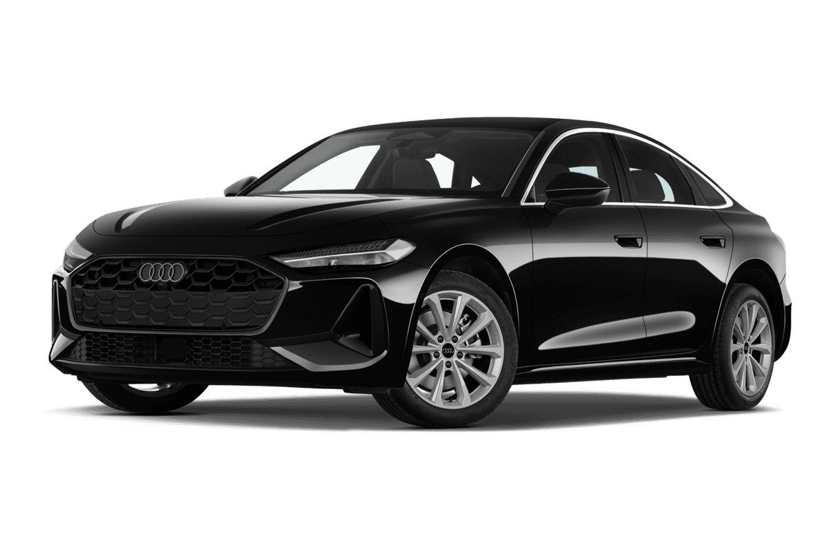 Tiefe, schräge Heckansicht eines Audi A5 Limousine , freigestellt