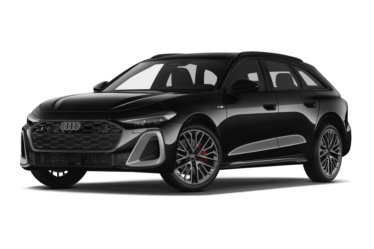 Tiefe, schräge Heckansicht eines Audi A5 Avant , freigestellt