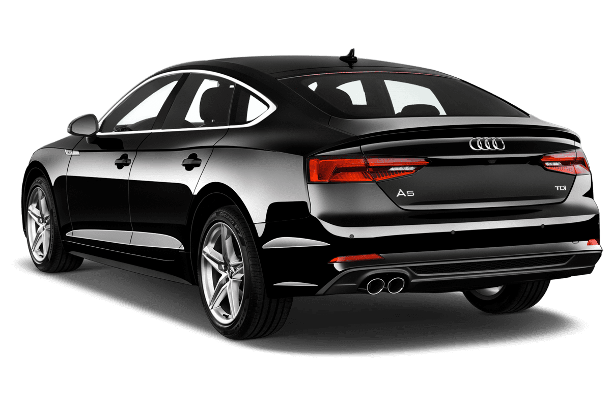 Schräge Heckansicht eines Audi A5 Sportback g-tron, freigestellt