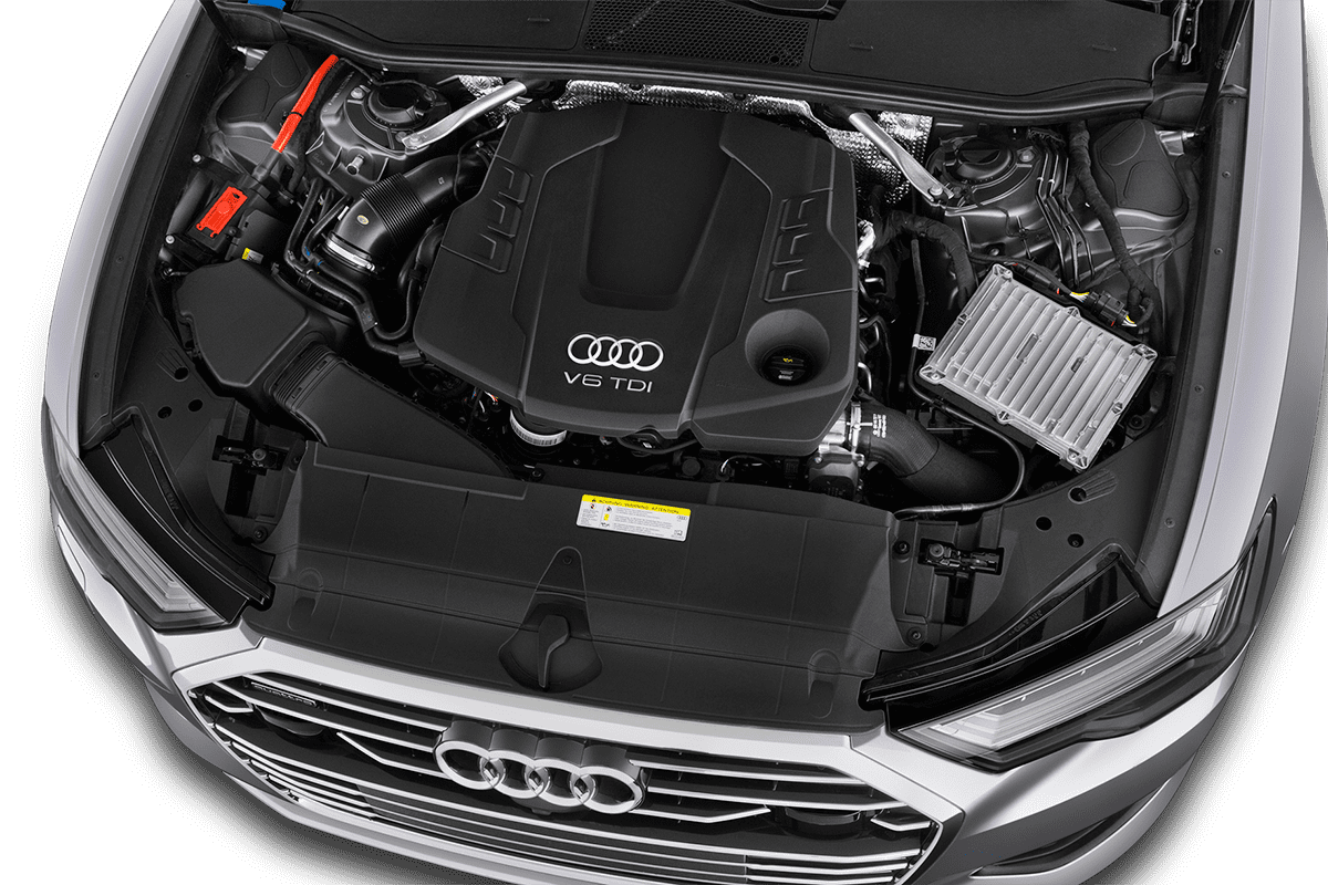 Motorraum eines Audi A6 Limousine TFSI e