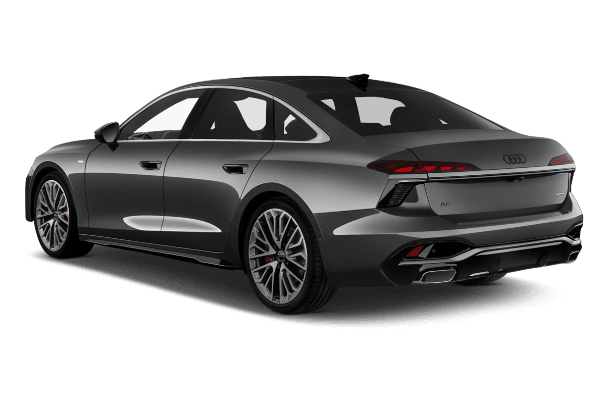 Schräge Heckansicht eines Audi A6 Limousine , freigestellt