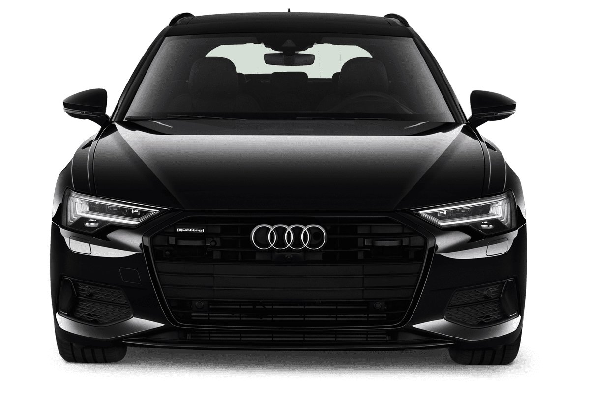 Frontansicht eines Audi A6 Avant e-hybrid, freigestellt