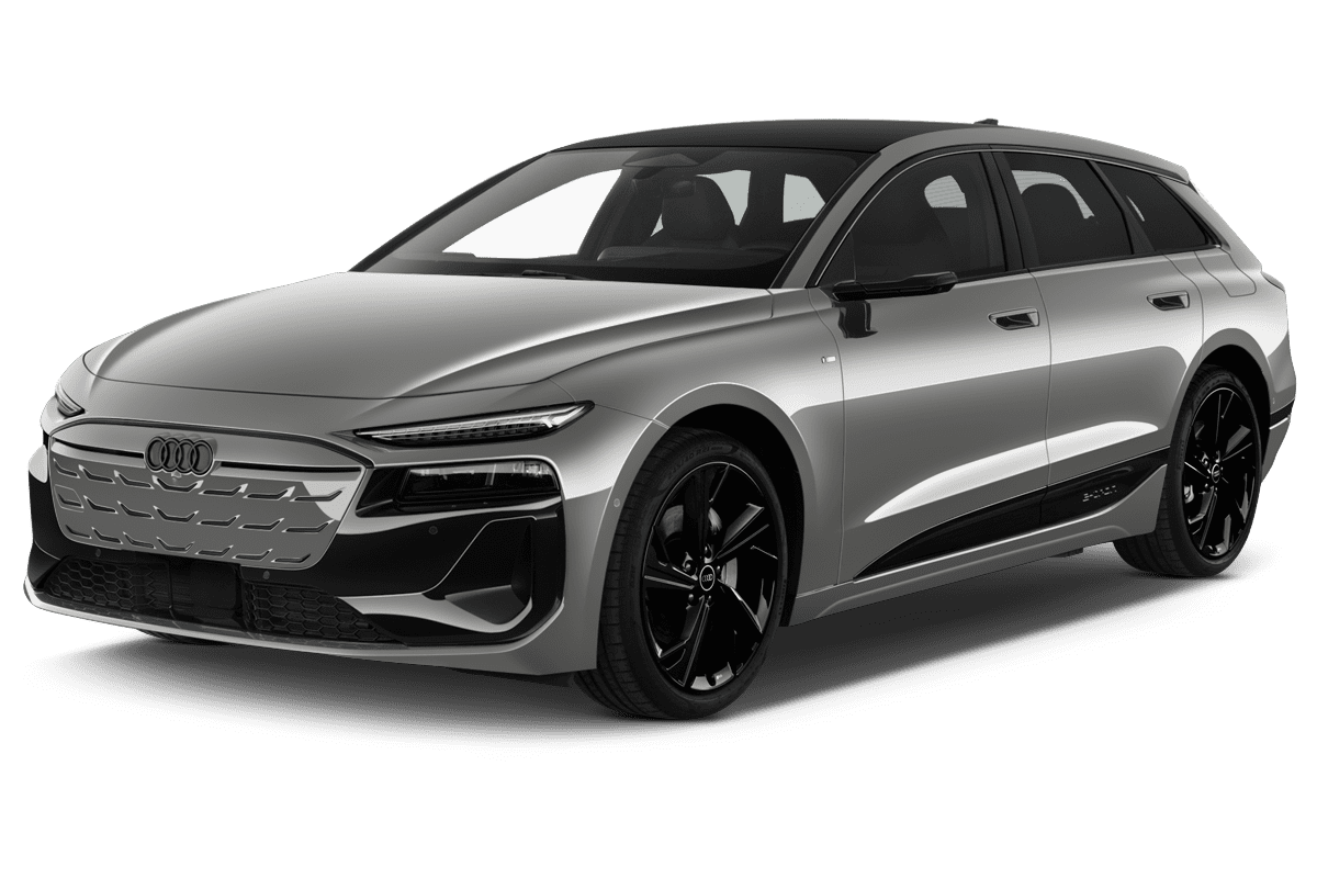 Schräge Frontansicht eines Audi A6 e-tron, freigestellt